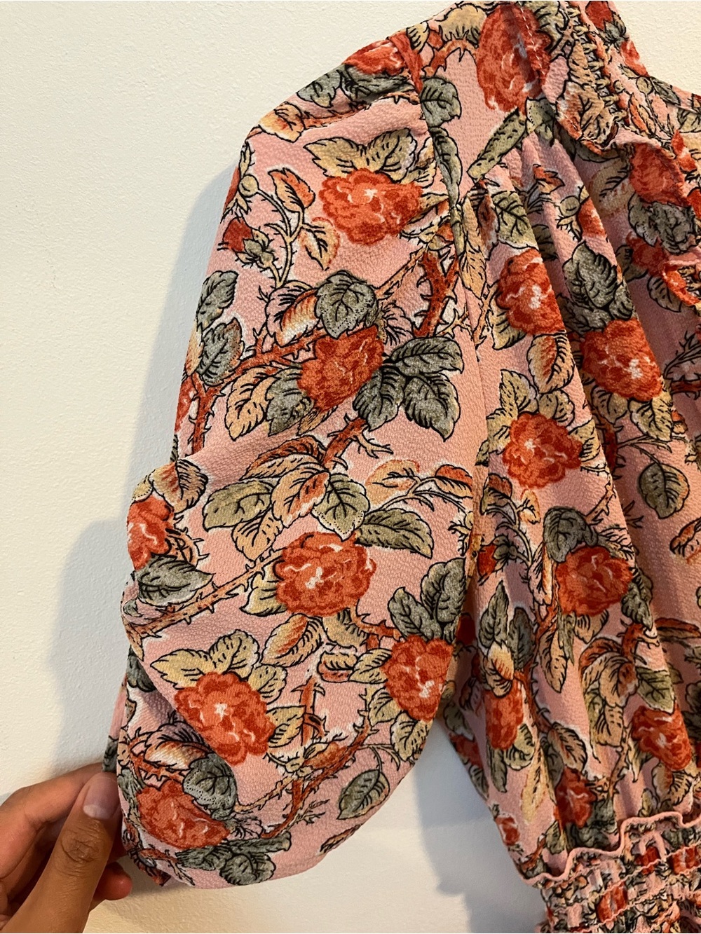 Max Studio Floral V-Neck Midi Dress - Peach Floral - Picture 8 of 13